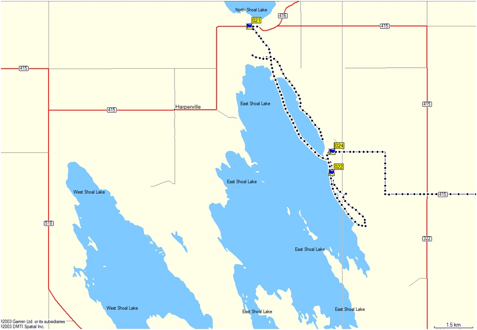 Map of Cam's and Bonnie's route. Note how they seemed to spend most of their 'boat trip' on land especially to the north and east! This goes to show how much greater the water levels are now compared to where they were in the past.